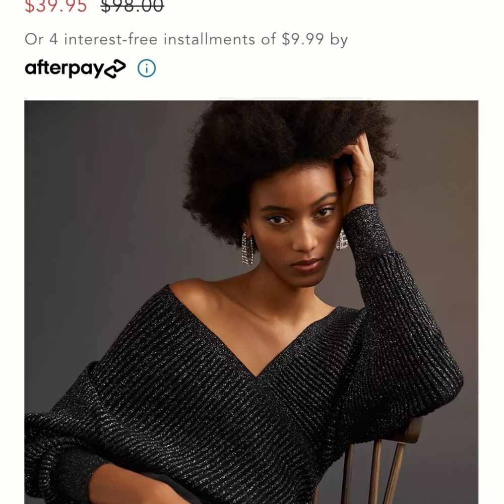 Anthropologie Shimmer Surplice Pullover